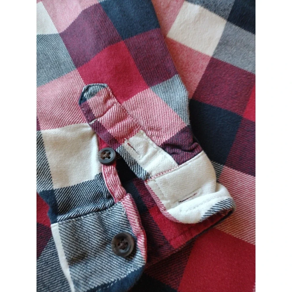 The Childrens Place Button‎ Up Shirt Boys XL 14 Red White Black Plaid Flannel